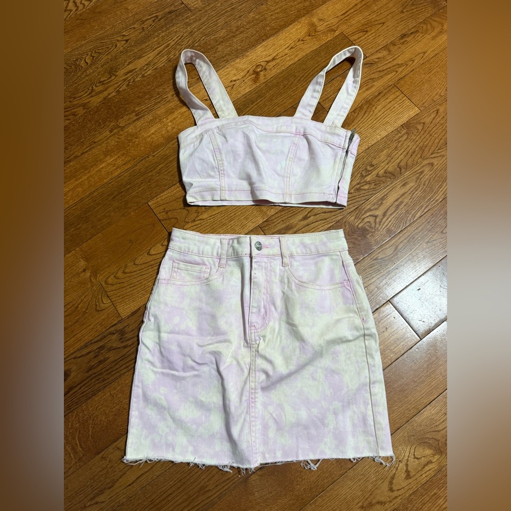 Forever 21 Pink Tie-Dye Skirt set